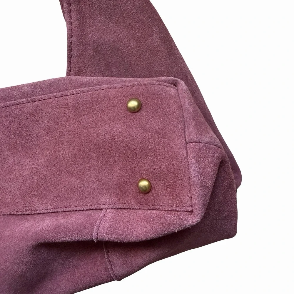 American Leather Co Gables Hobo Suede Shoulder Bag in Cordovan Red Slouchy Purse
